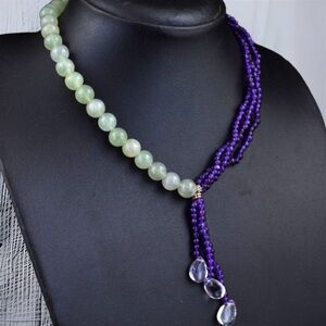 Genuine 241.00 Cts Aventurine & Amethyst Necklace